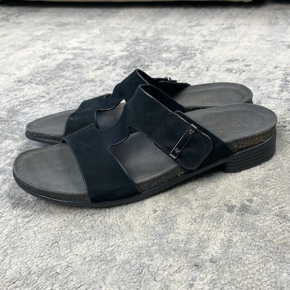 New Munro Jody Slide Sandal Black Nubuck Comfort Sz 8 Narrow - Picture 7 of 15